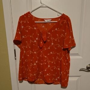 LC Lauren Conrad Red Floral Blouse